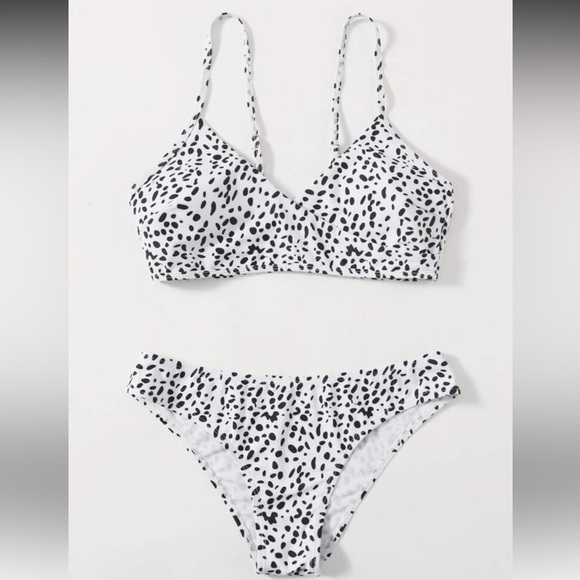 SHEIN Other - SHEIN Black and White Dalmatian Print Bikini Set